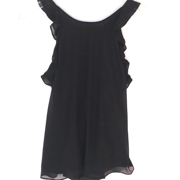 NWT NAKED ZEBRA Black Sleeveless Top With Ruffle - Picture 4 of 6